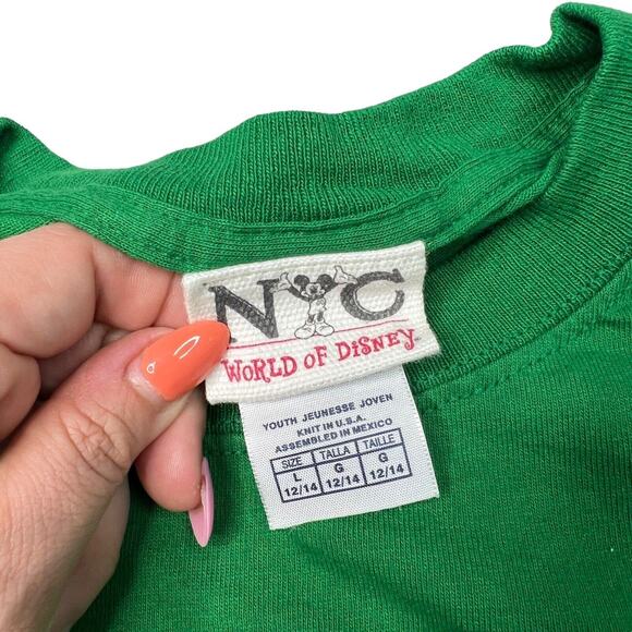 World of Disney Y2K Mickey Mouse 28 Baseball Graphic T-Shirt Green Youth Large - Picture 4 of 5